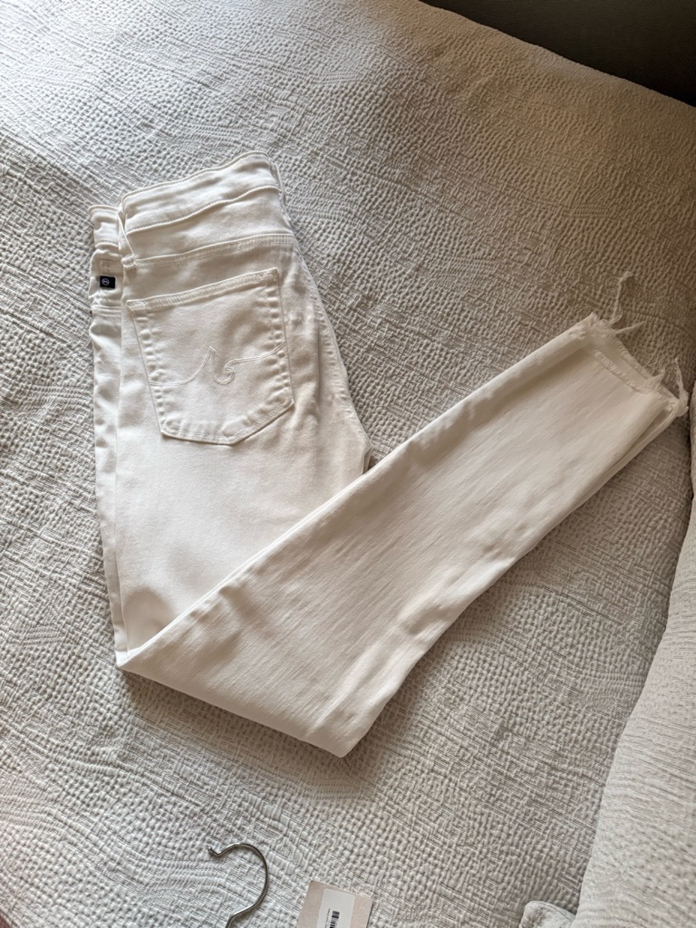 AG Farrah skinny ankle white jeans